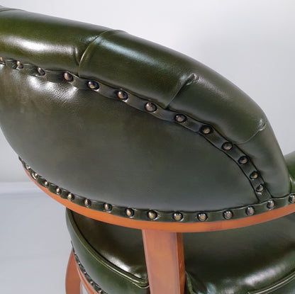 Genuine Green Leather Captains Visitor Chair - T238