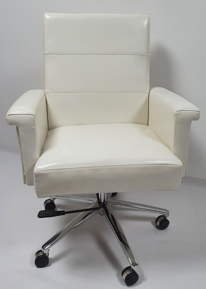 Modern Style White Leather Executive Office Chair - B012
