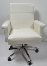 Modern Style White Leather Executive Office Chair - B012