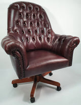 Traditional Genuine Brown Leather Chesterfield Office Chair - K208