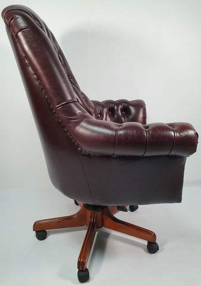Traditional Genuine Brown Leather Chesterfield Office Chair -  K208