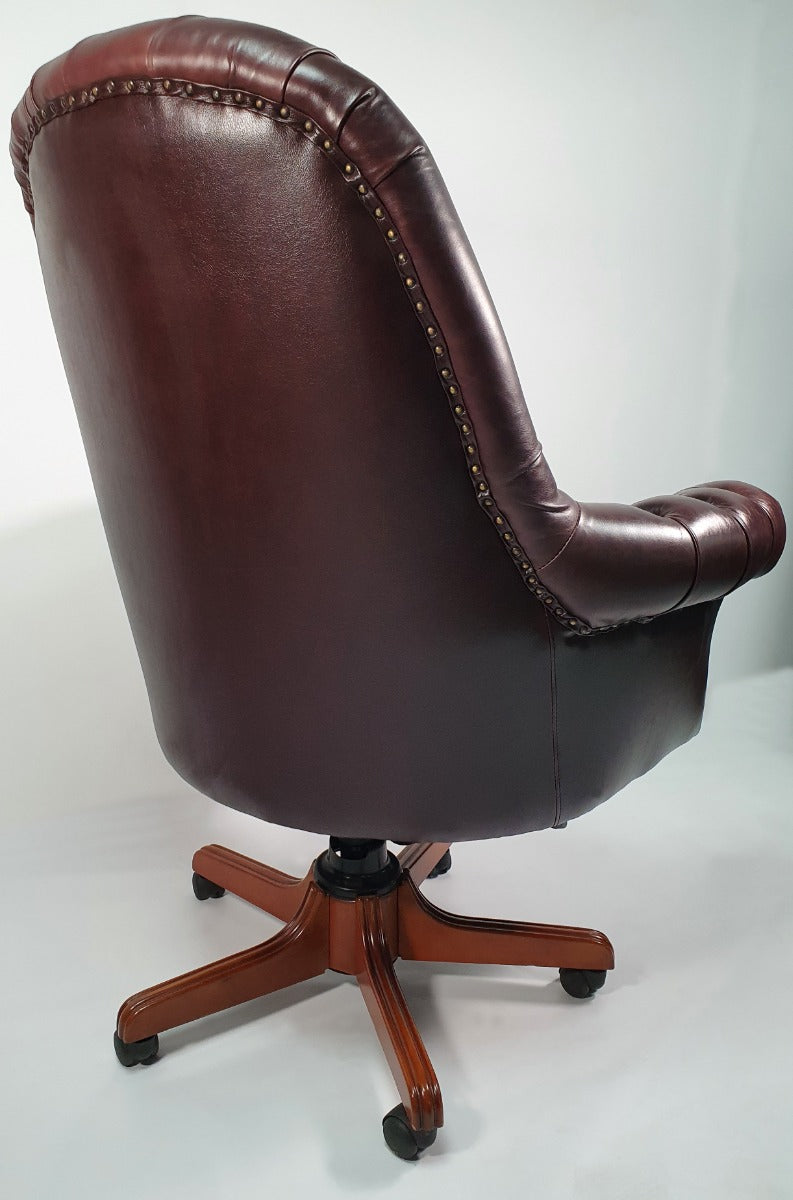 Traditional Genuine Brown Leather Chesterfield Office Chair -  K208