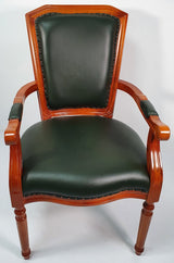 Green Leather and Yew Wood Executive Visitor Chair - T206