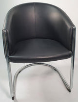 Sold in Packs of Two - Black Bonded Leather Tub Visitor Chair - F95BS