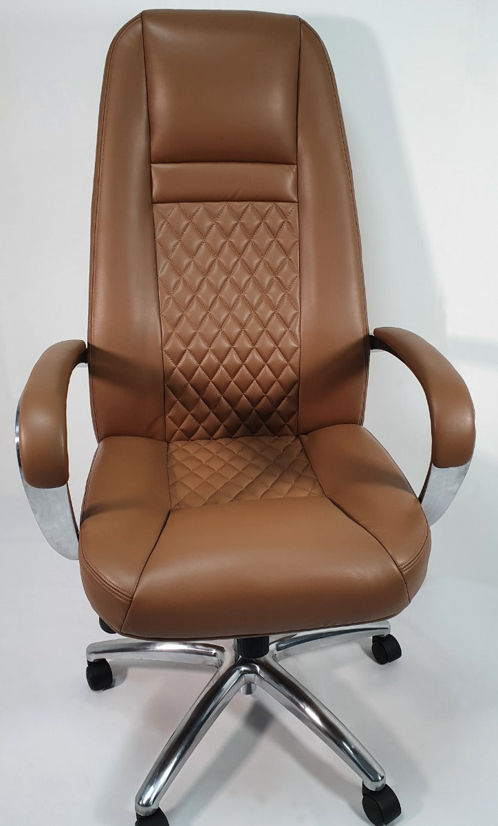 High Back Tan Leather Executive Office Chair - 1712A
