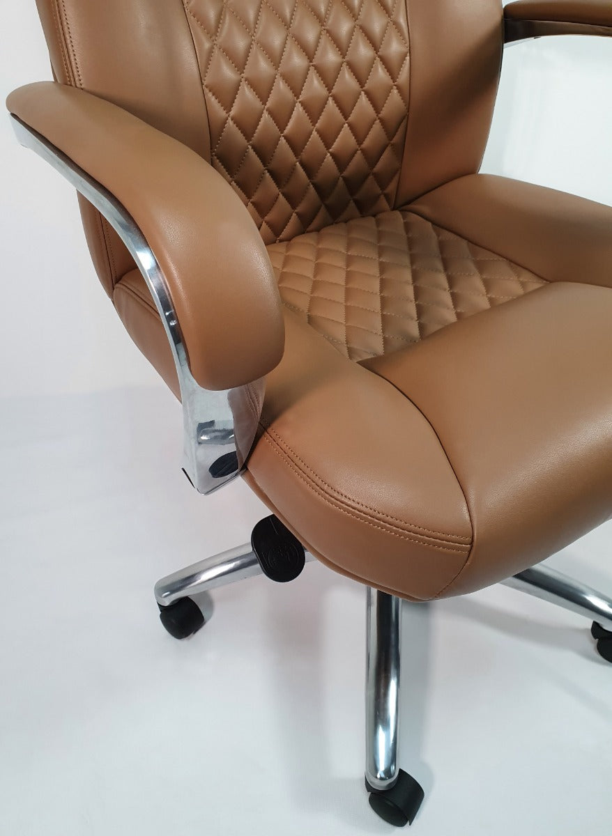 High back deals brown leather chair