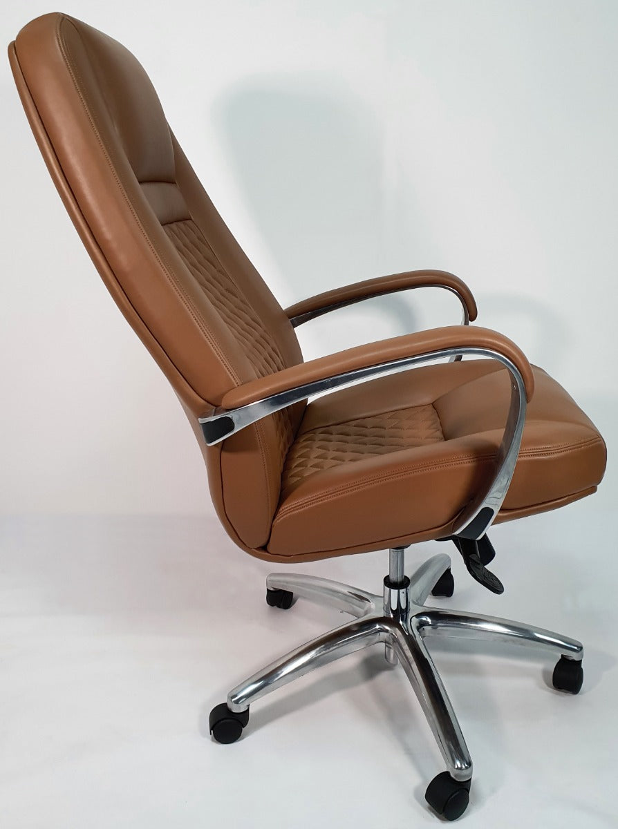 Tan leather store desk chair