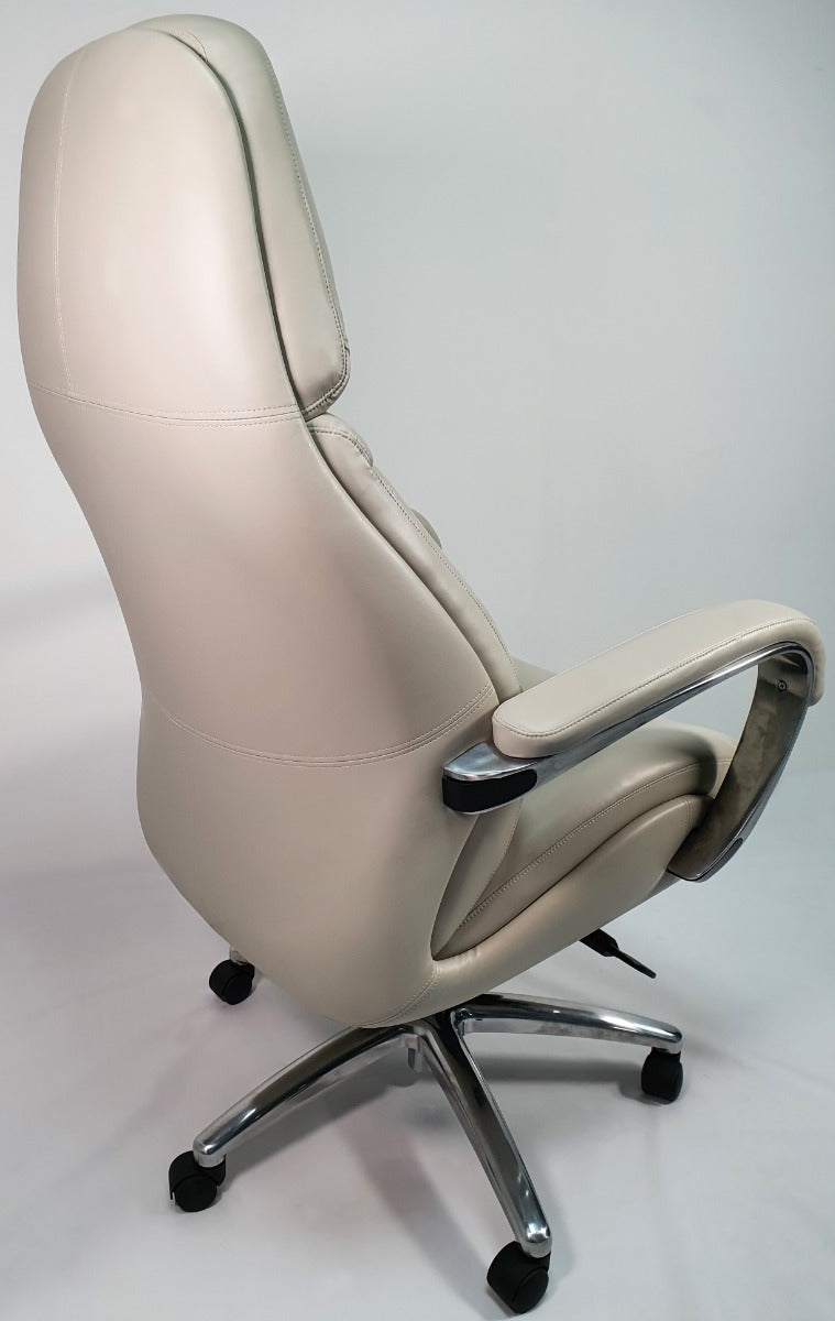 High Back Bucket Seat Style Grey Leather Executive Office Chair - 188A