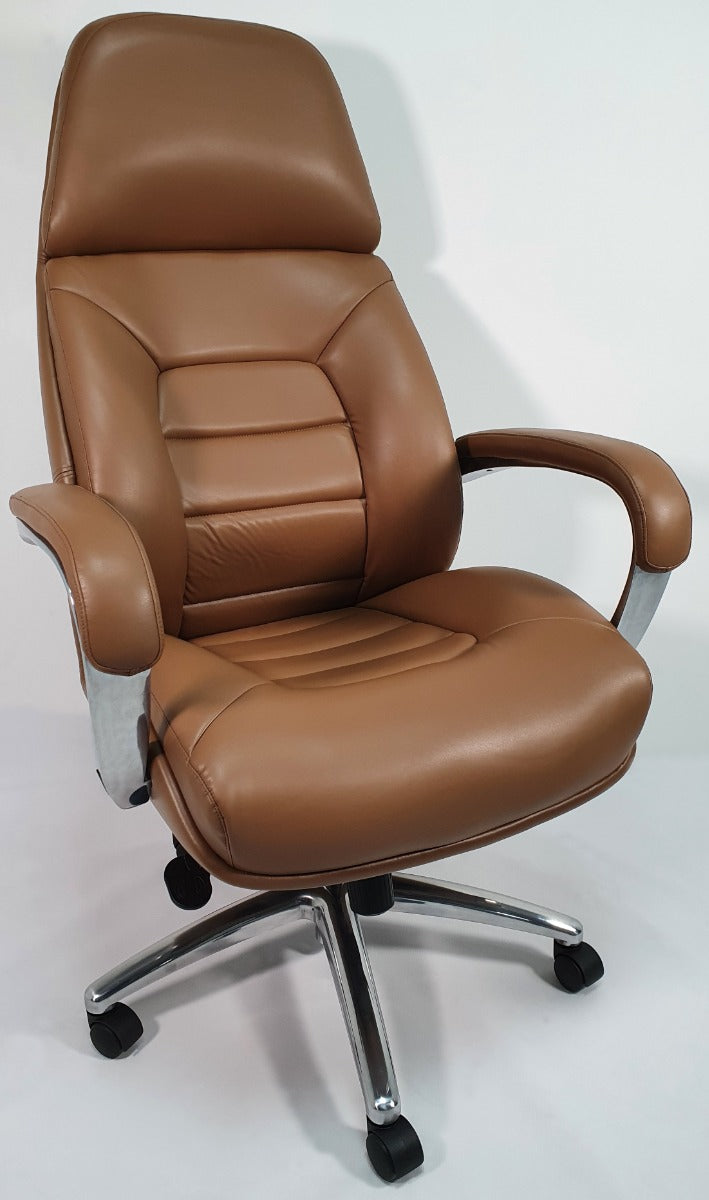 Tan leather best sale chair office