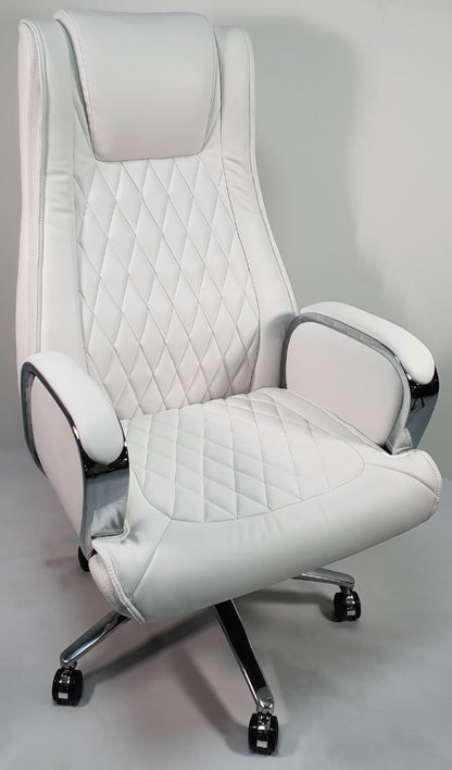 White Leather Executive Office Chair - CHA-1202A