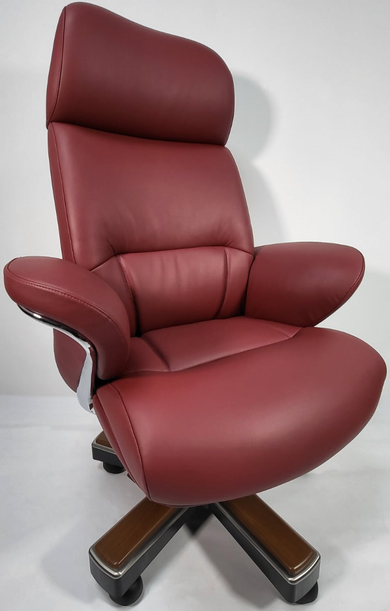 Large Luxury Executive Office Chair with Genuine Burgundy Leather -  YS1605A