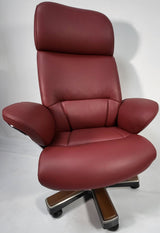 Large Luxury Executive Office Chair with Genuine Burgundy Leather - YS1605A