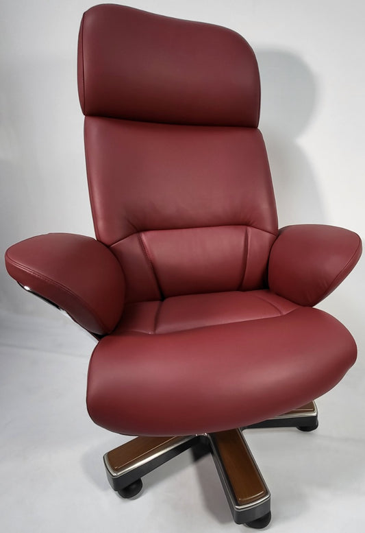 Large Luxury Executive Office Chair with Genuine Burgundy Leather -  YS1605A