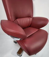 Large Luxury Executive Office Chair with Genuine Burgundy Leather - YS1605A