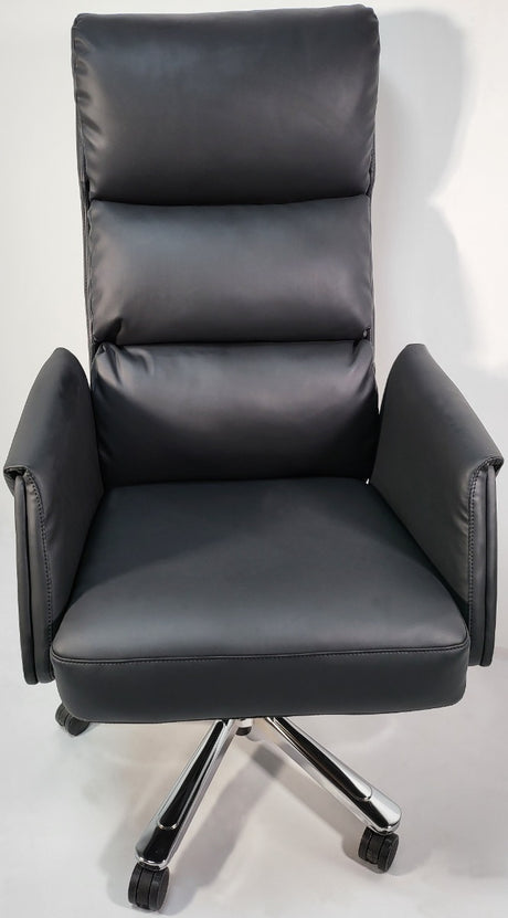 Black Leather Soft Padded Office Chair - HB-210A