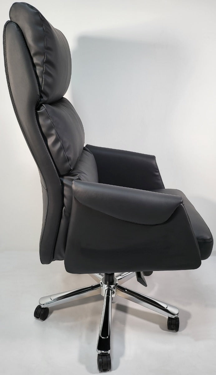 Black Leather Soft Padded Office Chair - HB-210A
