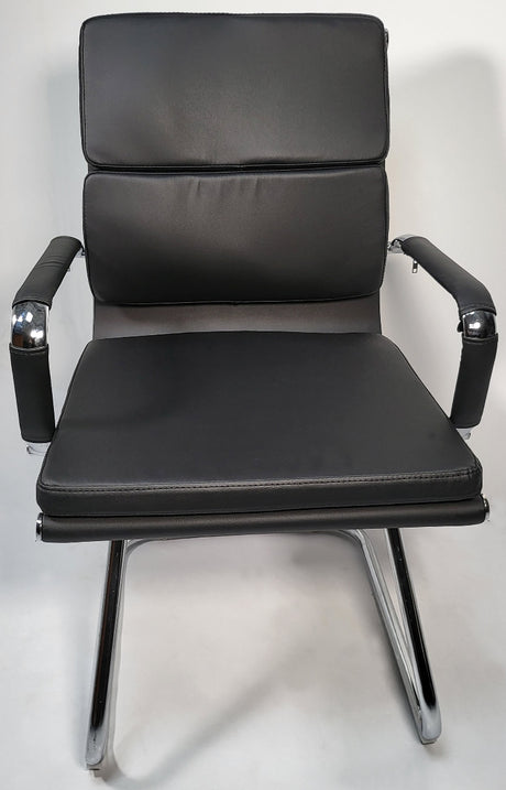 Black Leather Soft Padded with Chrome Visitor Chair - SZ-236