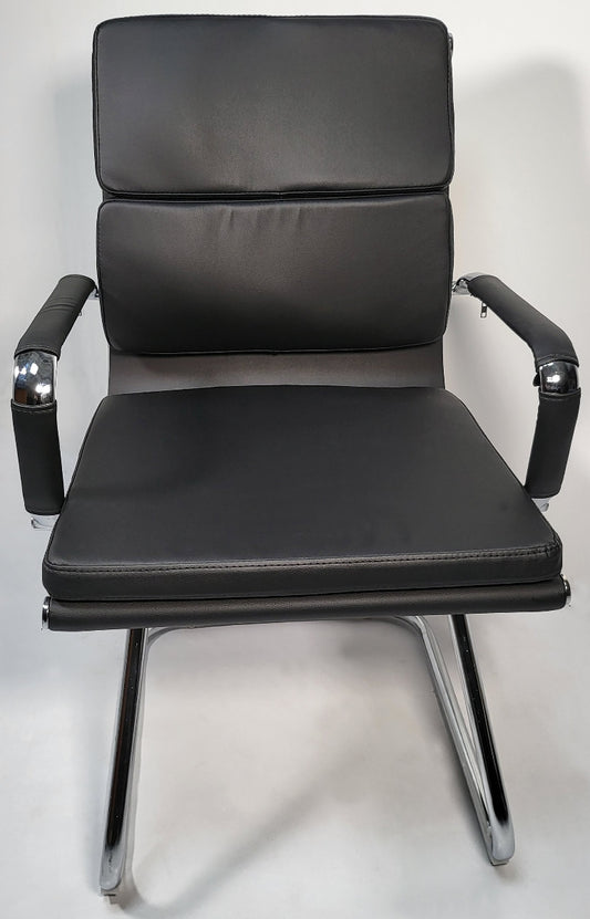 Black Leather Soft Padded with Chrome Visitor Chair - SZ-236