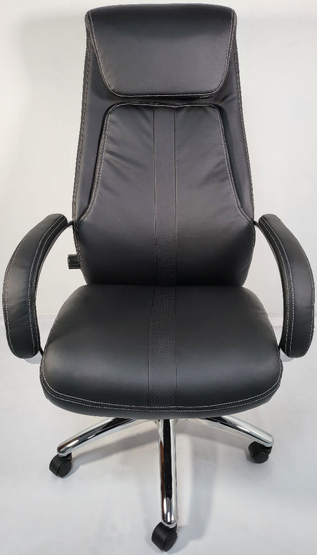 Black Leather Executive Office Chair with Manual Lumbar Control - 2119