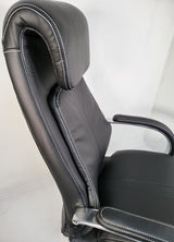 Black Leather Executive Office Chair with Manual Lumbar Control - 2119