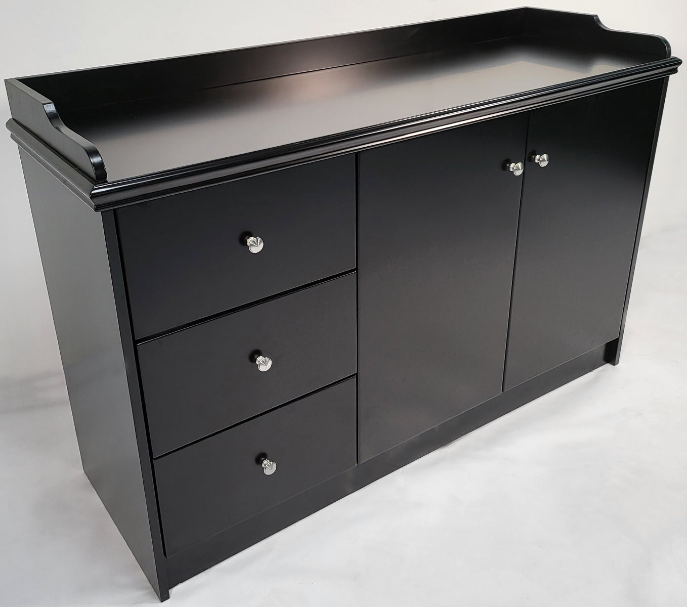 120cm Wide Black Cupboard with Integrated Drawers - 2K01