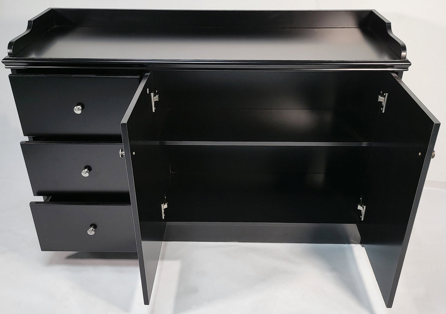 120cm Wide Black Cupboard with Integrated Drawers - 2K01