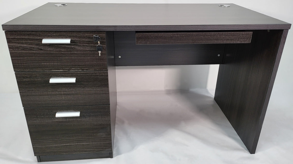 Modern Grey Oak Office Desk with Built in Three Drawer Pedestal - 1200mm - LX-D06