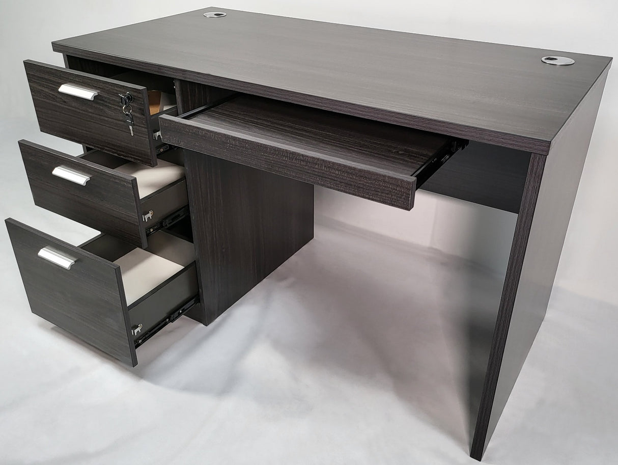 Modern Grey Oak Office Desk with Built in Three Drawer Pedestal - 1200mm - LX-D06