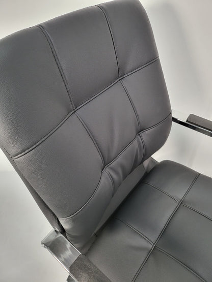 Stylish Black Leather Cantilever Visitor Chair - C147