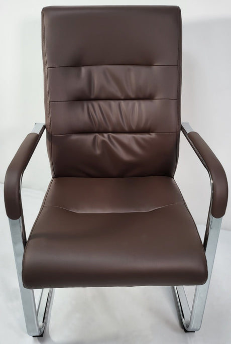 Modern Brown Leather Cantilever Visitor Chair - C019