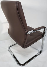 Modern Brown Leather Cantilever Visitor Chair - C019