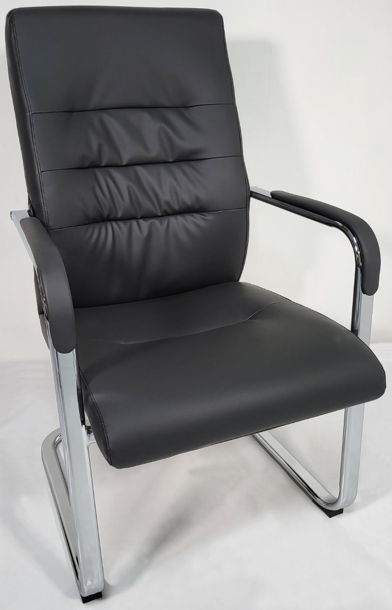 Modern Black Leather Cantilever Visitors Chair - C019 UK