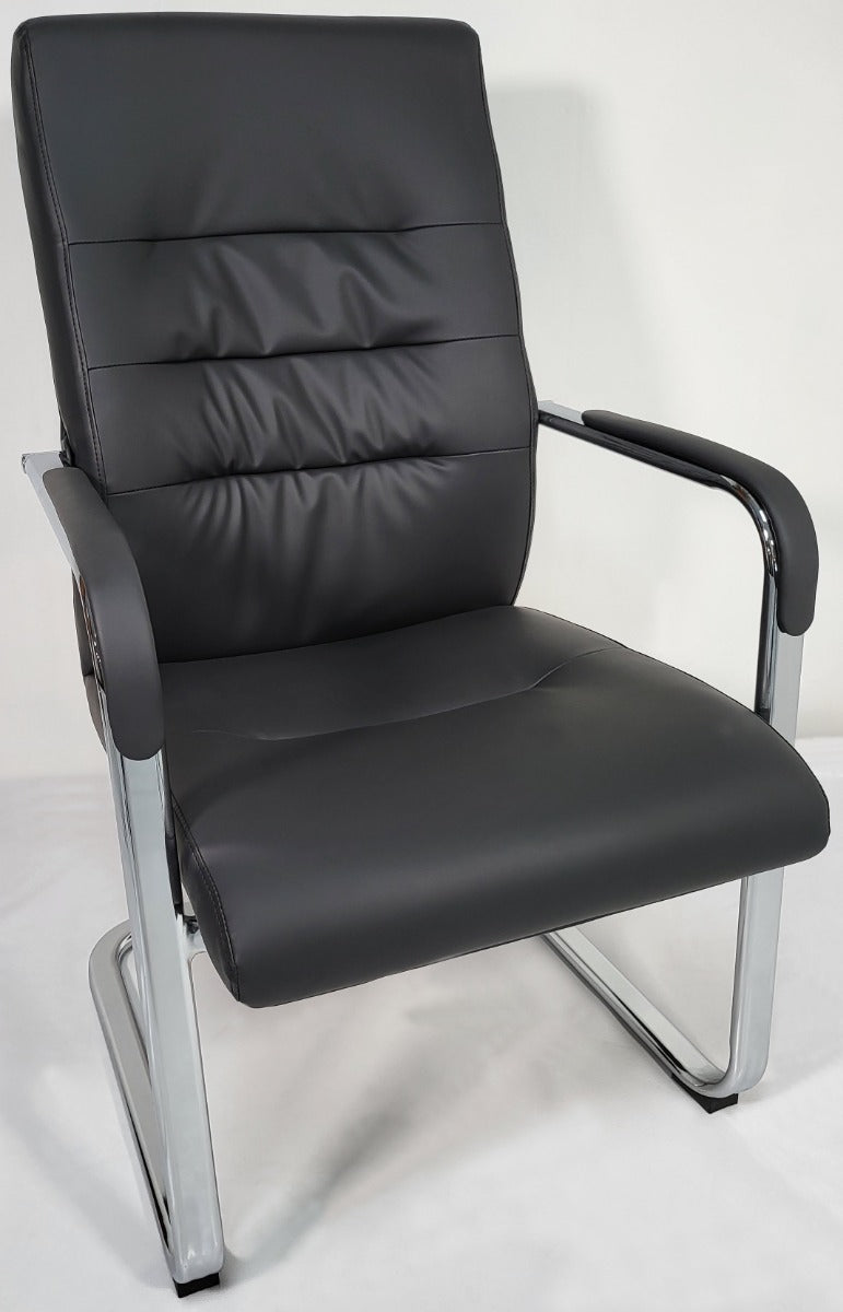 Modern Black Leather Cantilever Visitors Chair - C019