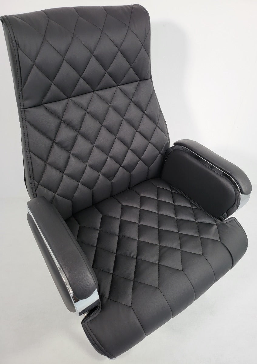 Large Heavy Duty Black Leather Cantilever Visitors Chair - ZVB-333