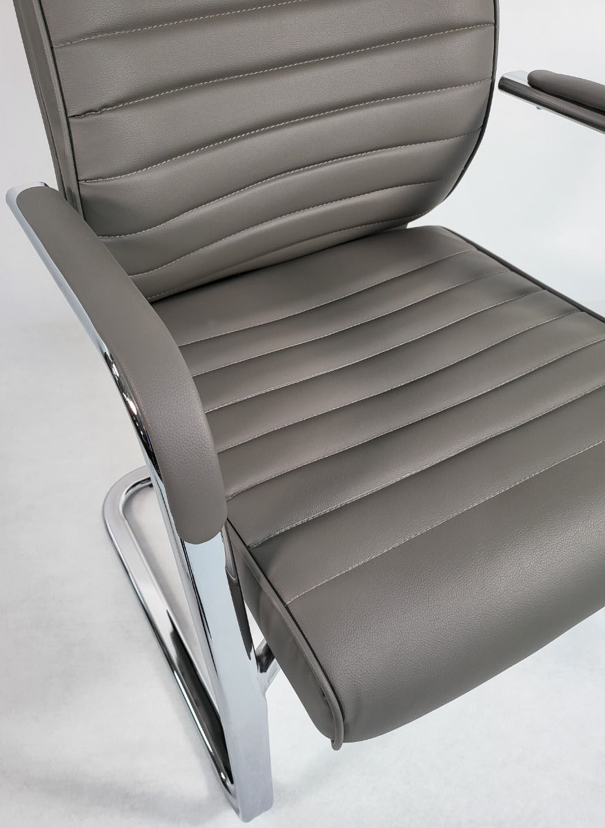 Modern Executive Grey Leather Cantilever Visitors Chair - 908B