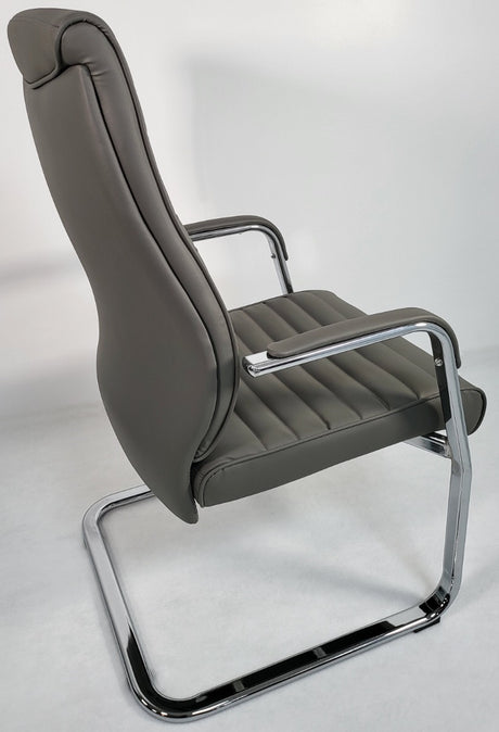 Modern Executive Grey Leather Cantilever Visitors Chair - 908B