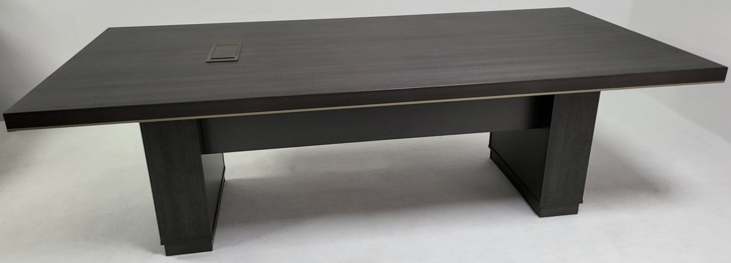 Heavy Duty Grey Oak Executive Boardroom Table with Aluminum Edging - 2400mm - BWJ-HC0324