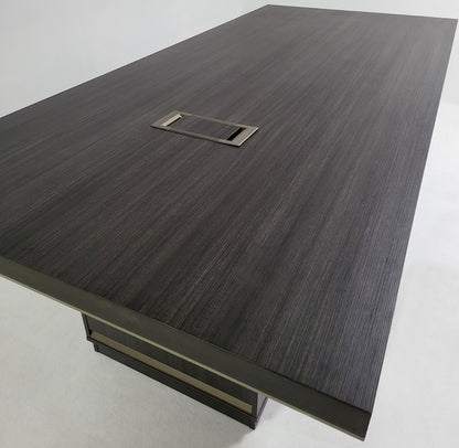 Heavy Duty Grey Oak Executive Boardroom Table with Aluminum Edging - 2400mm - BWJ-HC0324