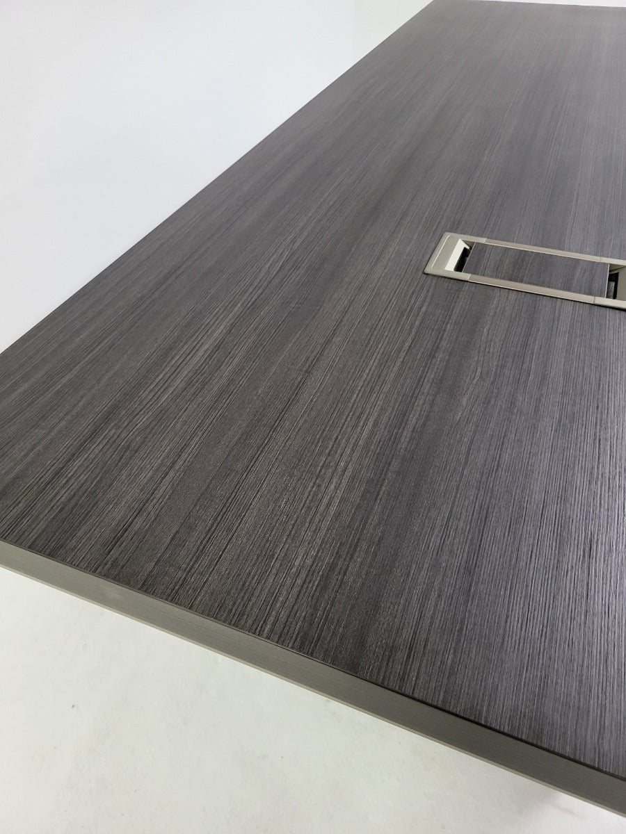 Heavy Duty Grey Oak Executive Boardroom Table with Aluminum Edging - 2400mm - BWJ-HC0324