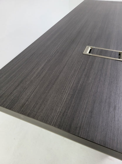Heavy Duty Grey Oak Executive Boardroom Table with Aluminum Edging - 2400mm - BWJ-HC0324