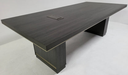 Heavy Duty Grey Oak Executive Boardroom Table with Aluminum Edging - 2400mm - BWJ-HC0324