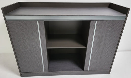Grey Oak Melamine 1200mm Wide Cupboard with Aluminium Trim - DGWK-H0112