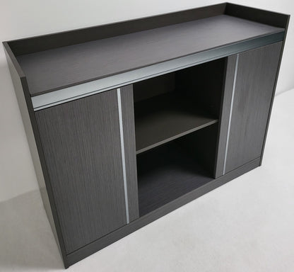 Grey Oak Melamine 1200mm Wide Cupboard with Aluminium Trim - DGWK-H0112