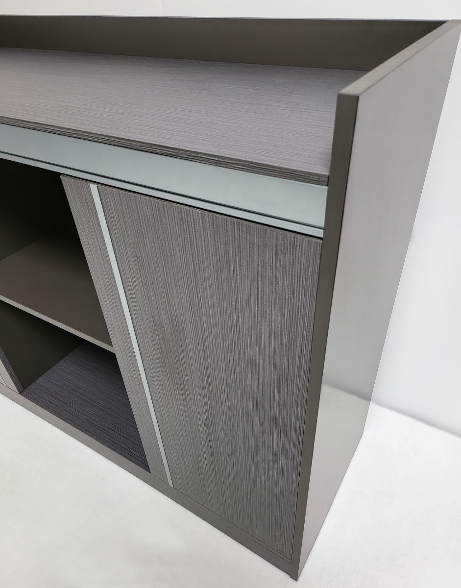 Grey Oak Melamine 1200mm Wide Cupboard with Aluminium Trim - DGWK-H0112