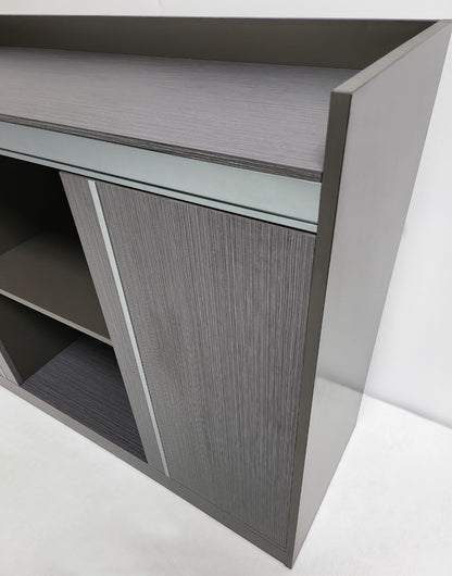 Grey Oak Melamine 1200mm Wide Cupboard with Aluminium Trim - DGWK-H0112