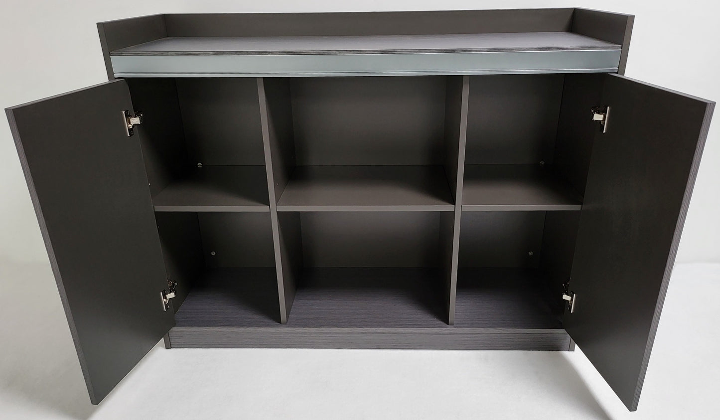 Grey Oak Melamine 1200mm Wide Cupboard with Aluminium Trim - DGWK-H0112