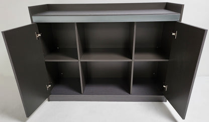 Grey Oak Melamine 1200mm Wide Cupboard with Aluminium Trim - DGWK-H0112