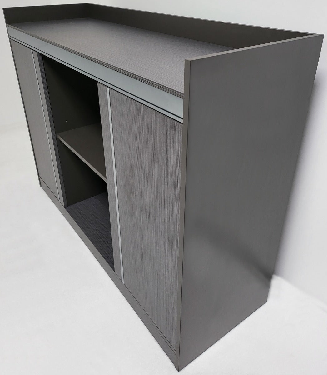 Grey Oak Melamine 1200mm Wide Cupboard with Aluminium Trim - DGWK-H0112