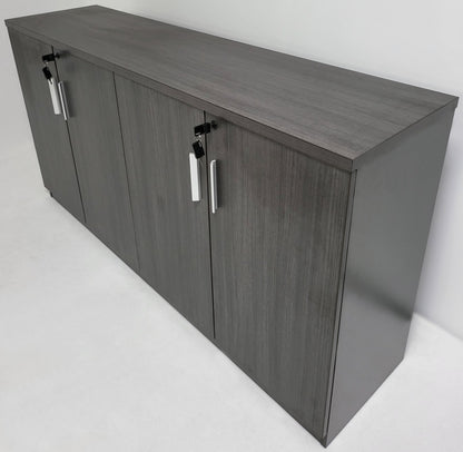 Modern 1600mm Wide Four Door Grey Oak Executive Office Cupboard - S0616-4DR-DG04