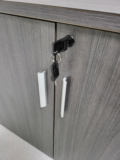 Modern 1600mm Wide Four Door Grey Oak Executive Office Cupboard - S0616-4DR-DG04